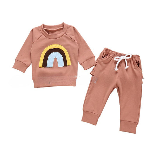 Wholesale Kids Cotton Colorful Long Sleeve Trousers Set Baby Clothes