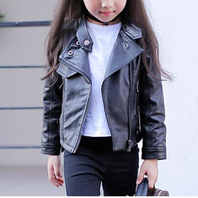 Wholesale Medium and Big Kids PU Cropped Kids Leather Jackets