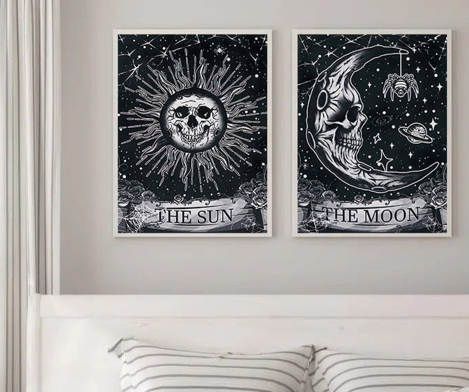 2 piece set Sun & Moon Posters on Canvas