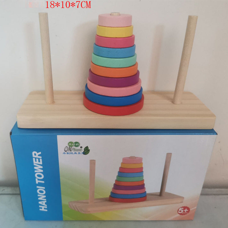 Wholesale of Wooden Hanoi Tower Ten Story Elementary School Early Education Children's Puzzle Games