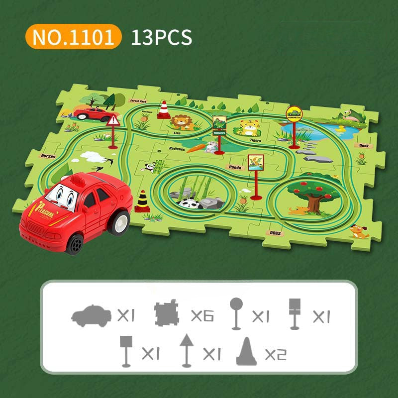 Wholesale Plastic DIY Puzzle Track Car, 3-6 Years Old, Multi-functional Assembly Car, Automatic Track