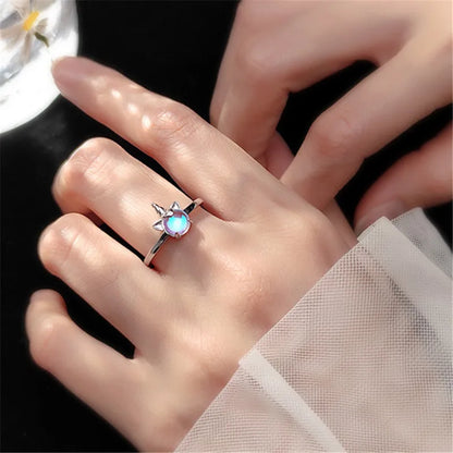 Adjustable Unicorn Moonstone Ring