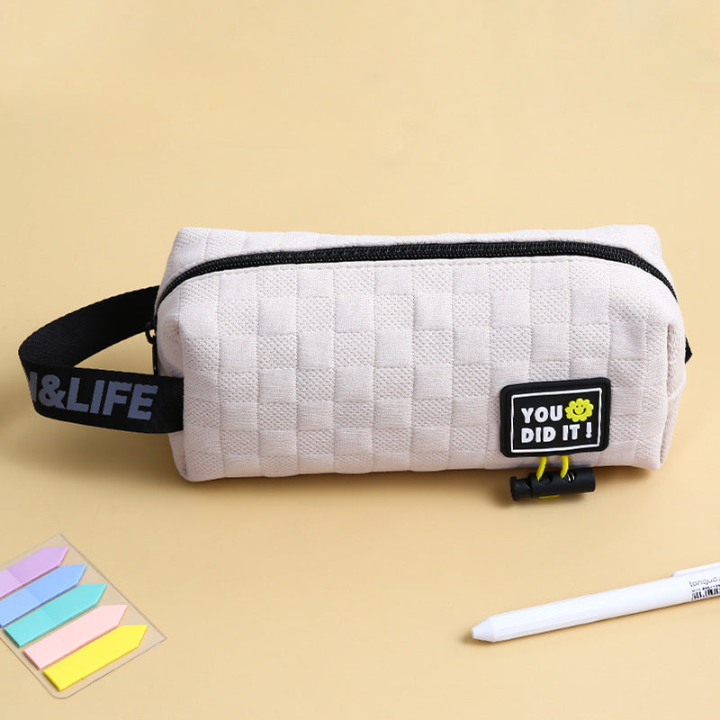 2024 Winter New Pencil Case Large Capacity Simple Solid Color Polyester Fiber Pencil Case