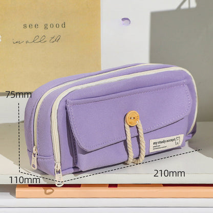 2024 Simple Large Capacity Canvas Pencil Case