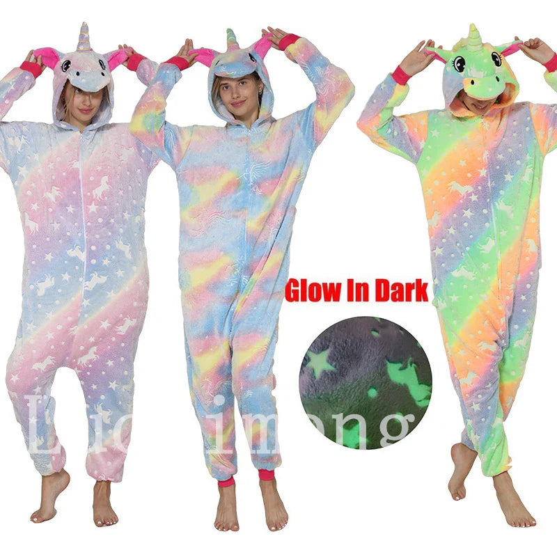 Adult Unicorn Onesie Glow in Dark pajamas and costumes