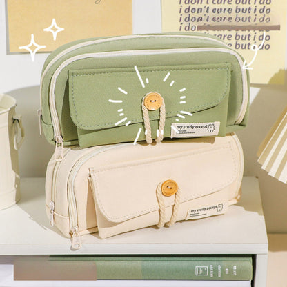 2024 Simple Large Capacity Canvas Pencil Case