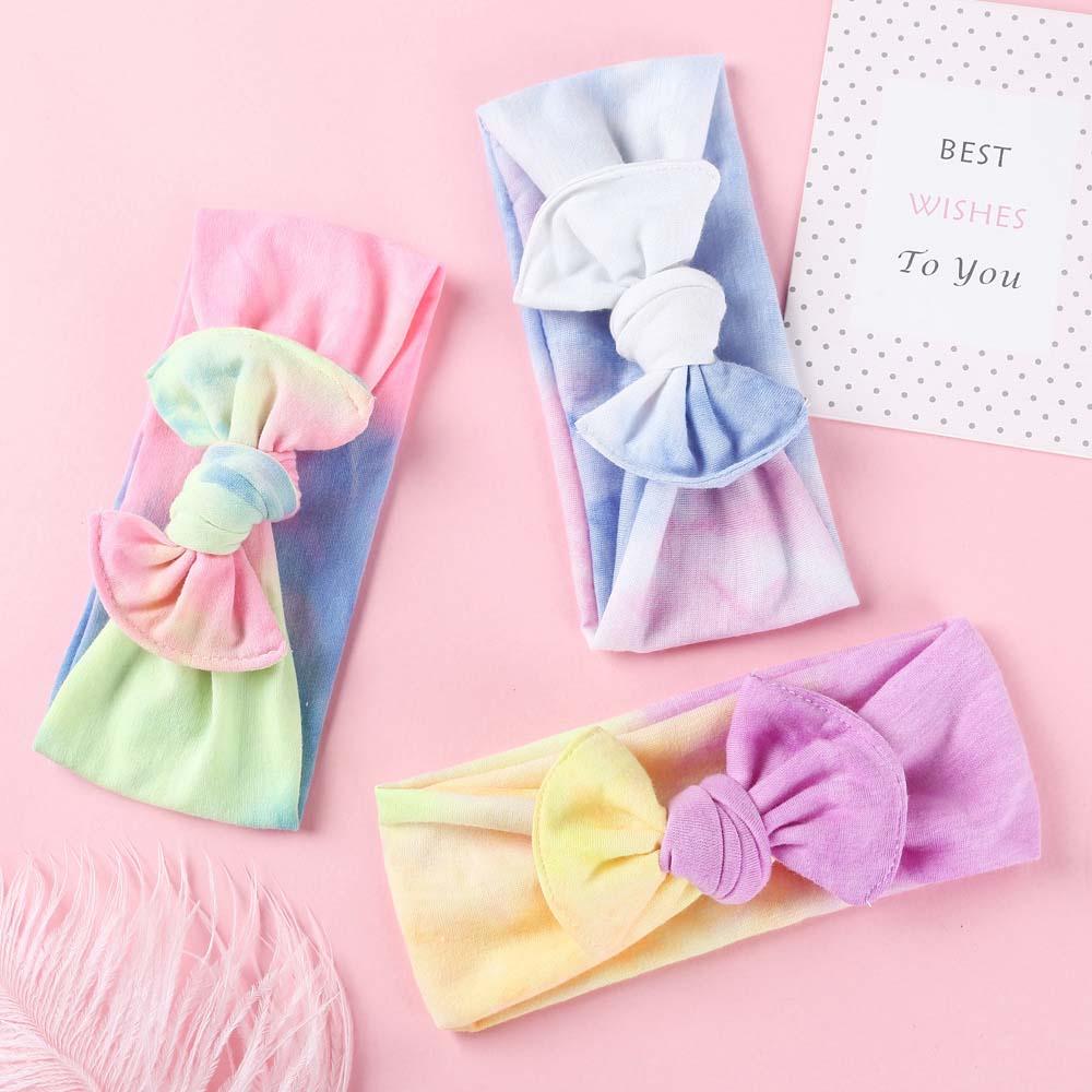 5 Pcs Baby Bow Decor Tie Dye Headbands