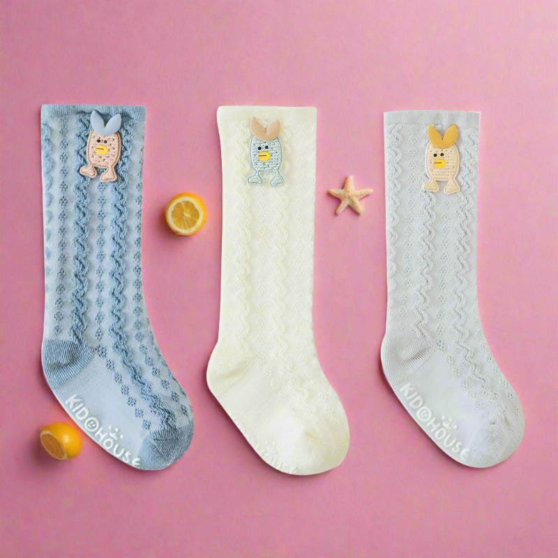 3-Pack Baby Kid Mesh Socks Summer Cartoon Pattern