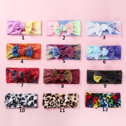 5 Pcs Baby Bow Decor Tie Dye Headbands