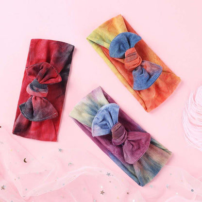 5 Pcs Baby Bow Decor Tie Dye Headbands