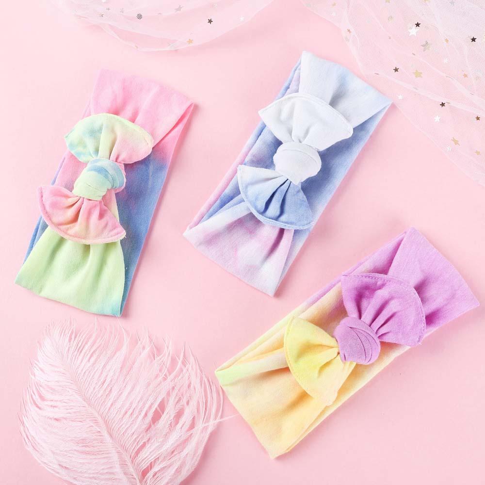 5 Pcs Baby Bow Decor Tie Dye Headbands