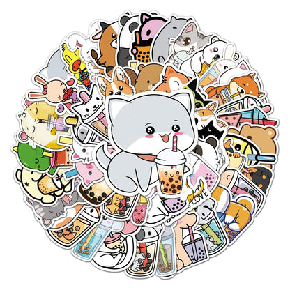 50pcs Cute Personalized Pet Milk Tea Creative Stickers