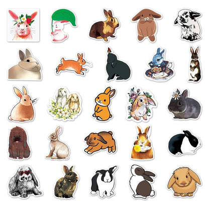 50pcs/bag Non-repeating Rabbit Graffiti Waterproof Stickers