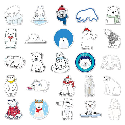 50 Non-repeating Polar Bear Graffiti Waterproof Stickers