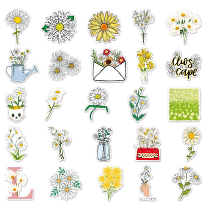 50 Waterproof Daisy Graffiti Stickers