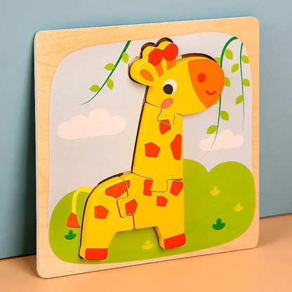 Wooden children cartoon three-dimensional jigsaw puzzle