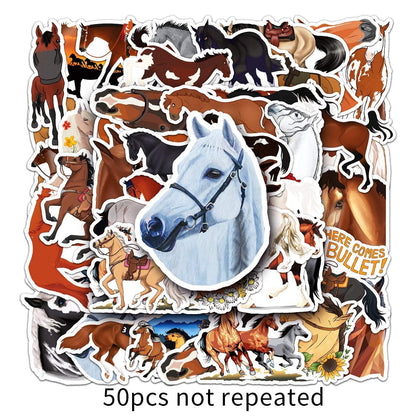 50pcs Non-repeating Horse Graffiti Stickers