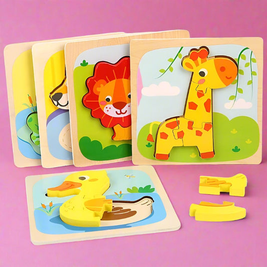 Wooden Children Cartoon Three-dimensional Puzzle Toy