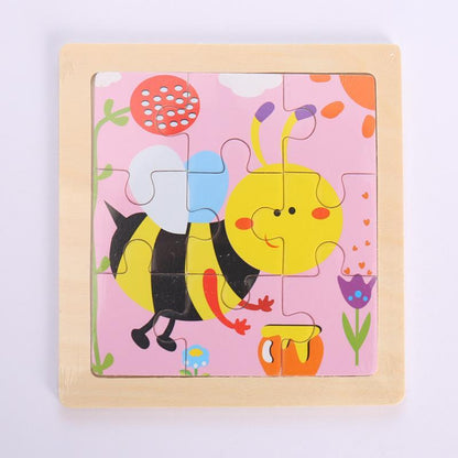 Wooden Children Cartoon Early Education Puzzle Toy