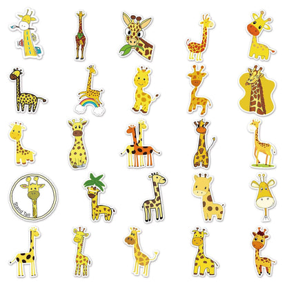 50pcs No-repeat Cartoon Giraffe Graffiti Stickers