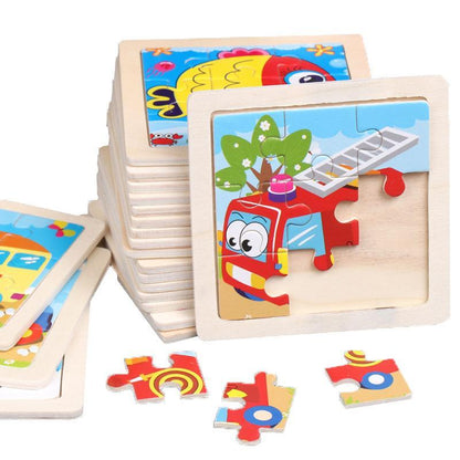 Wooden Children Cartoon Early Education Puzzle Toy