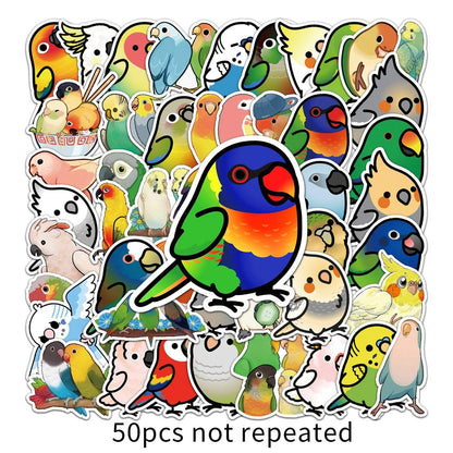 50pcs Non-repeating Parrot Waterproof Graffiti Stickers