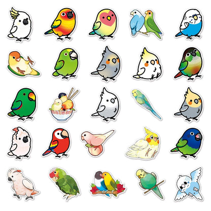 50pcs Non-repeating Parrot Waterproof Graffiti Stickers