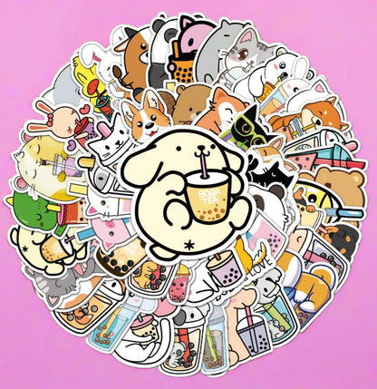 50pcs Cute Personalized Pet Milk Tea Creative Stickers