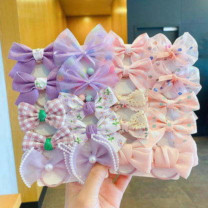 10pcs/set Bow Hair Tie Girl's Cute Rubber Band