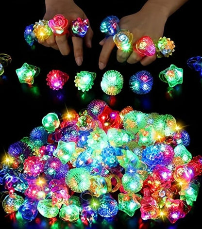 60/30/15PCS LED Light Up Colorful Flashing Bumpy Jelly Rings