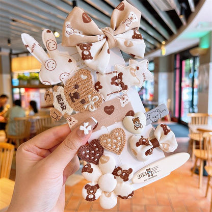 10pcs/set Cartoon Bear Hairpin Coffee Color Hair Accessories