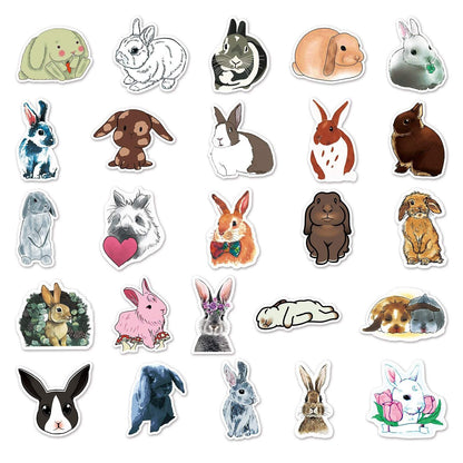 50pcs/bag Non-repeating Rabbit Graffiti Waterproof Stickers