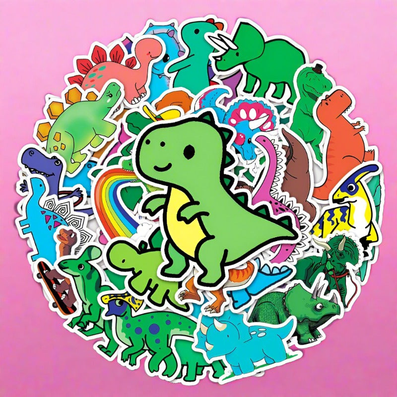 50 Cute Little Dinosaur Stickers Not Repeated