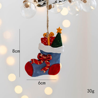 Christmas Resin Decorations Sock Gift Bag House Snowman Pendant