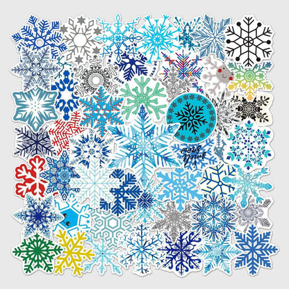 50pcs/bag Non-repeating Snowflake Pattern Waterproof Stickers