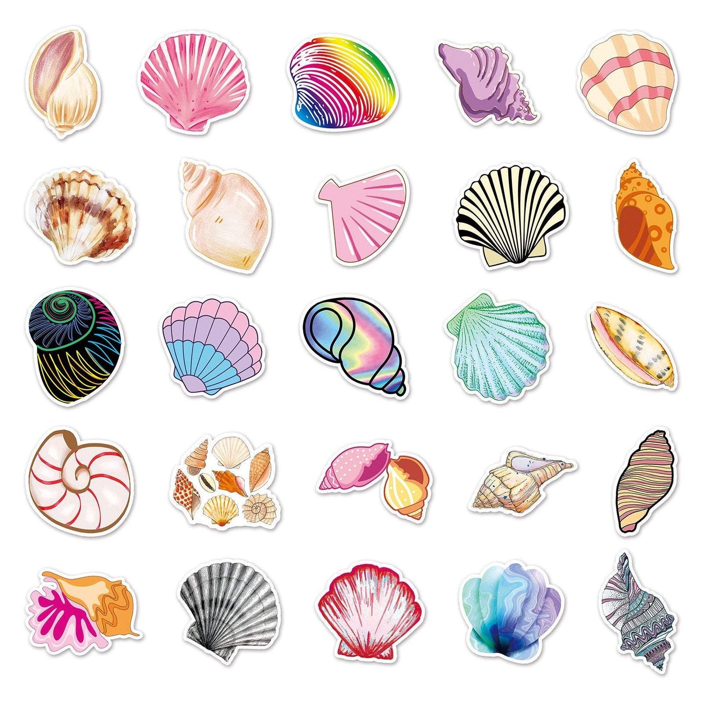 50pcs/bag Shell Cartoon Waterproof Stickers Non-repeating