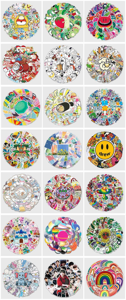 50pcs/set Non-repeating Colored Smiley Face Stickers