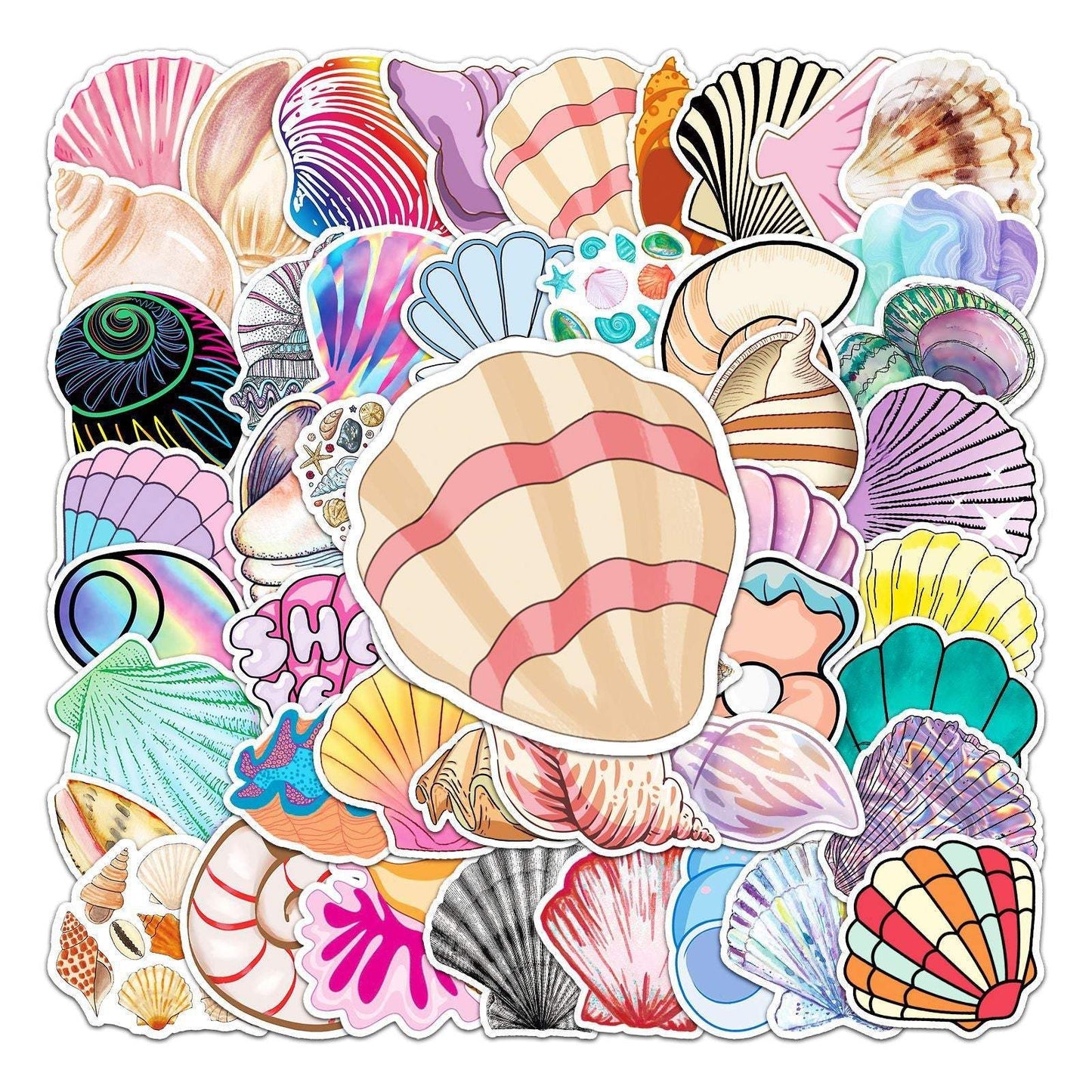 50pcs/bag Shell Cartoon Waterproof Stickers Non-repeating