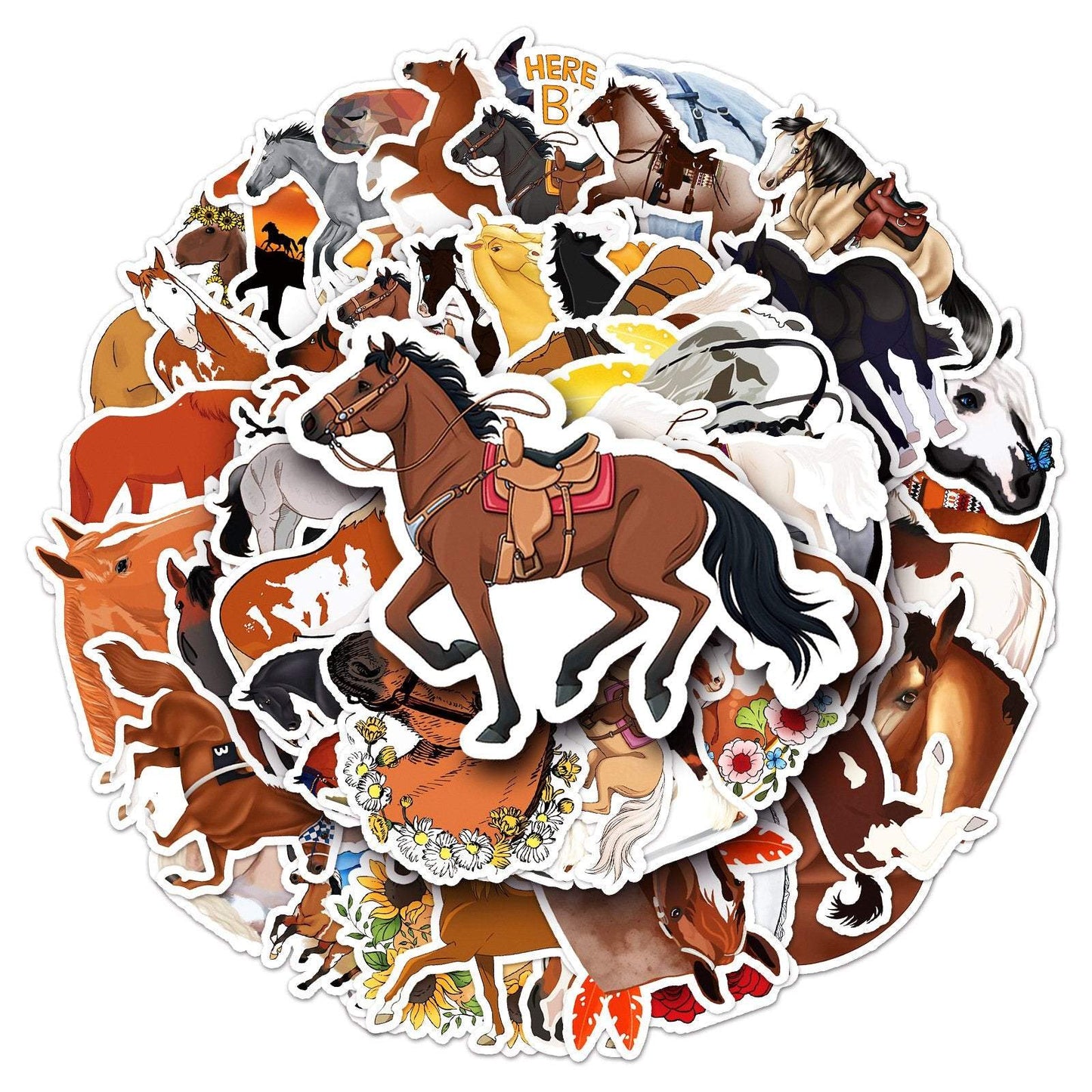 50pcs Non-repeating Horse Graffiti Stickers