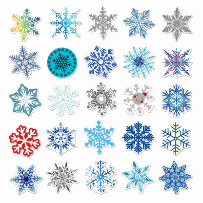 50pcs/bag Non-repeating Snowflake Pattern Waterproof Stickers