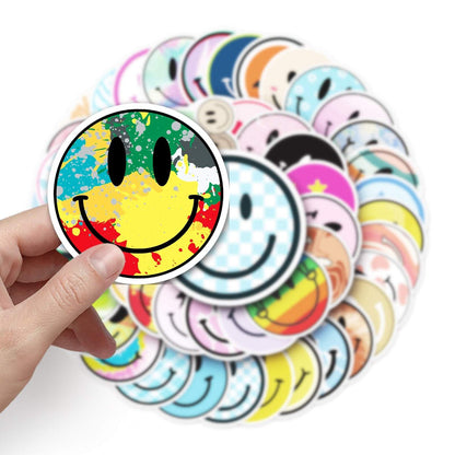 50pcs/set Non-repeating Colored Smiley Face Stickers