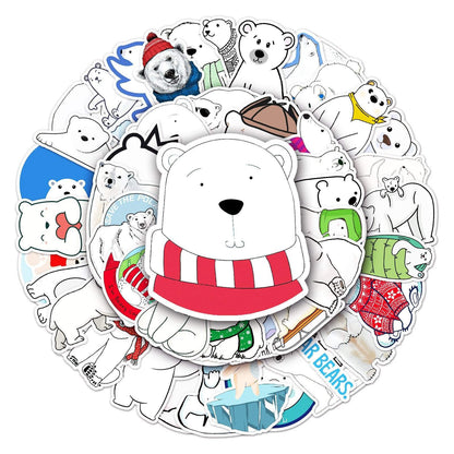 50 Non-repeating Polar Bear Graffiti Waterproof Stickers