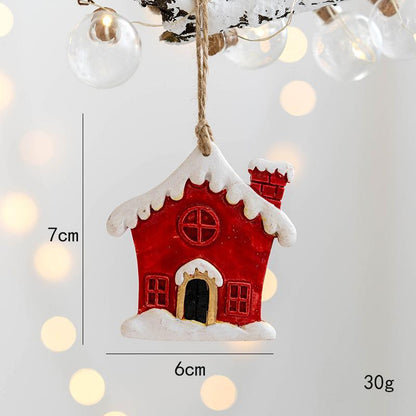 Christmas Resin Decorations Sock Gift Bag House Snowman Pendant