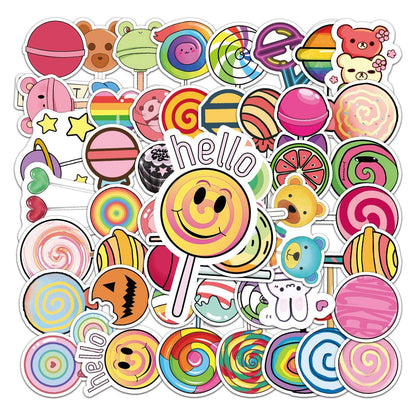 50pcs Non-repeating Card Lollipop Series Stickers