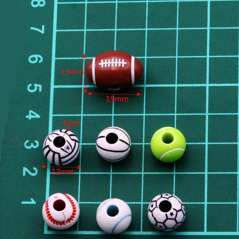 10 Pcs DIY Handmade Large Hole Beads,Basketball Football