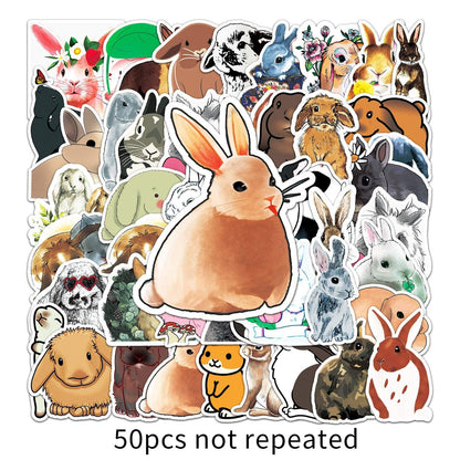 50pcs/bag Non-repeating Rabbit Graffiti Waterproof Stickers