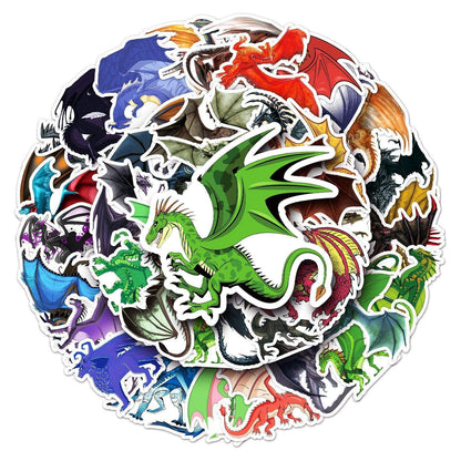 50pcs Non-repeating Dragon Waterproof Graffiti Stickers