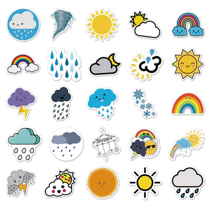 50pcs Non-repeating Cartoon Weather Graffiti Waterproof Stickers