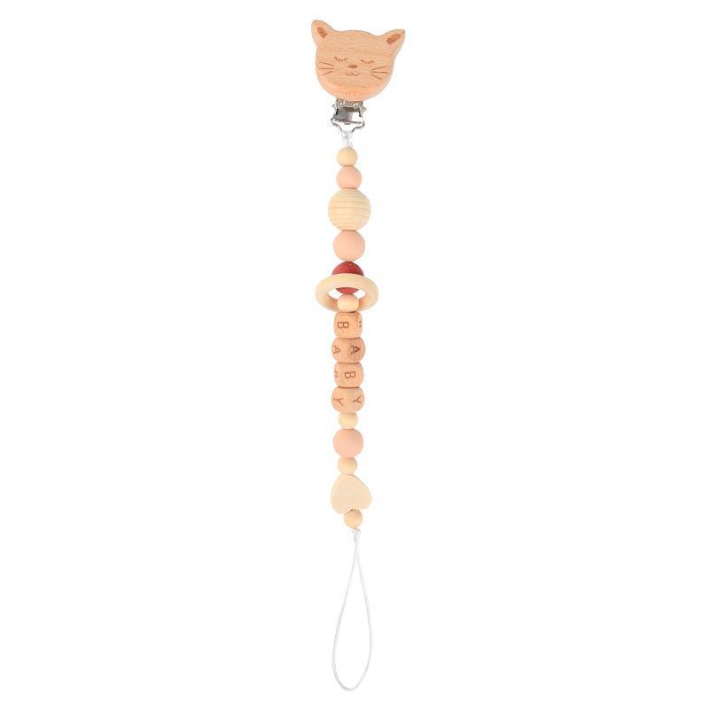 Animal-shaped Beech Pacifier Clip Teether Anti-drop Chain