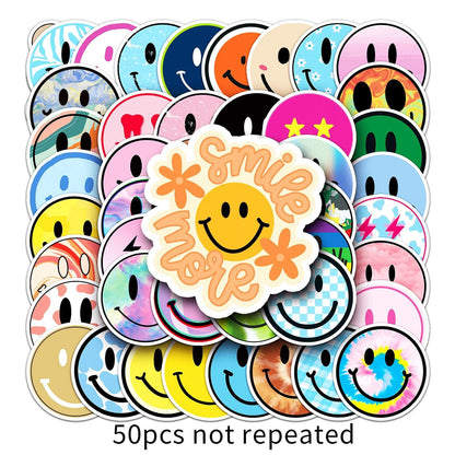 50pcs/set Non-repeating Colored Smiley Face Stickers